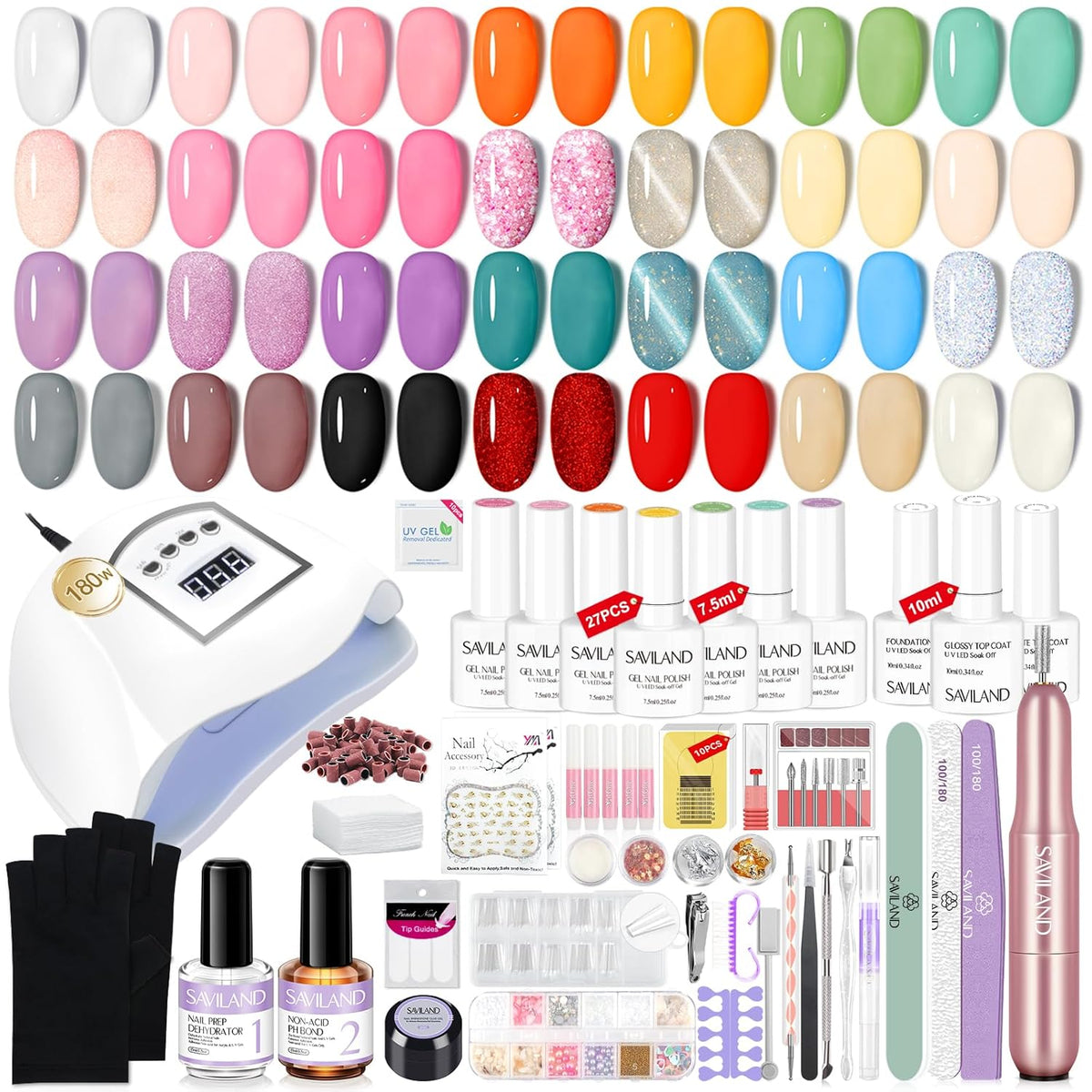 27+3 Colors Gel Nail Polish Kit with UV Lamp O105