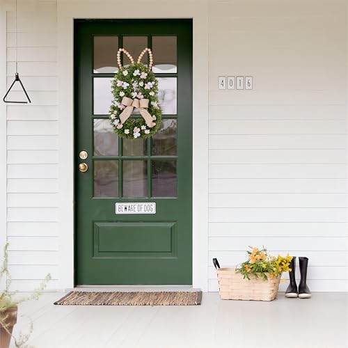 Bunny Shaped Easter Artificial Boxwood Wreath with Beaded Ears R324