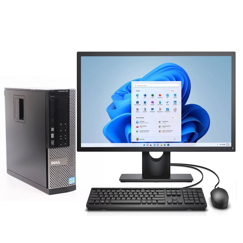 Used Dell OptiPlex 990 Desktop Computer PC, Intel Core i5 Quad-Core Gen 2, 8GB 1TB with 2x 22" LCD's Wi-Fi Windows 11 64bit Y72782