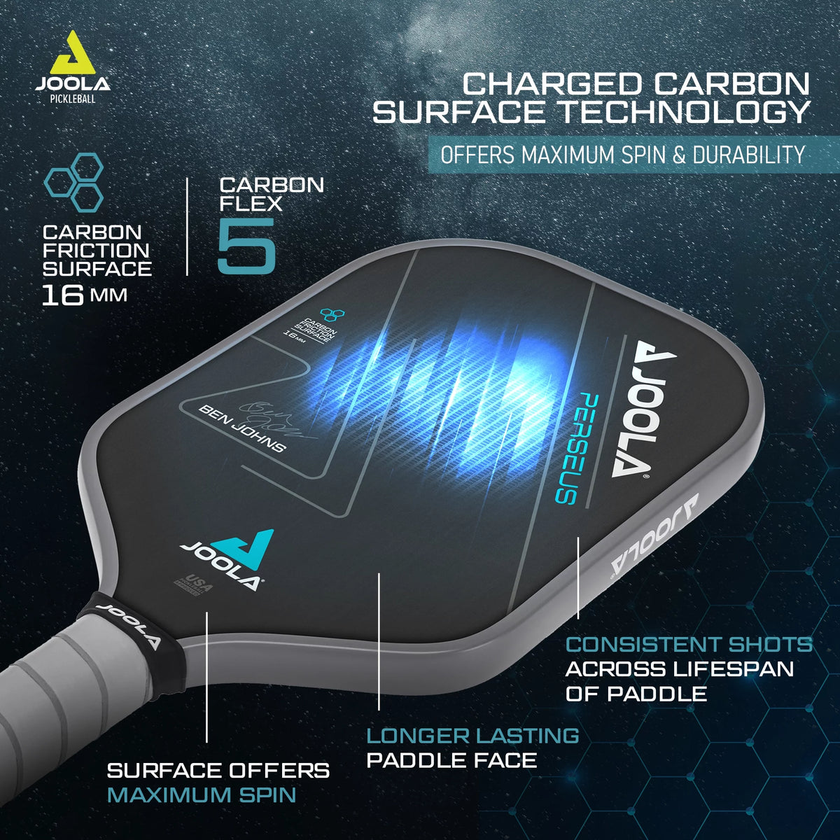 Black 16mm Pickleball Paddle G4056