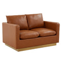 Modern Mid-Century Upholstered Leather Loveseat I83066