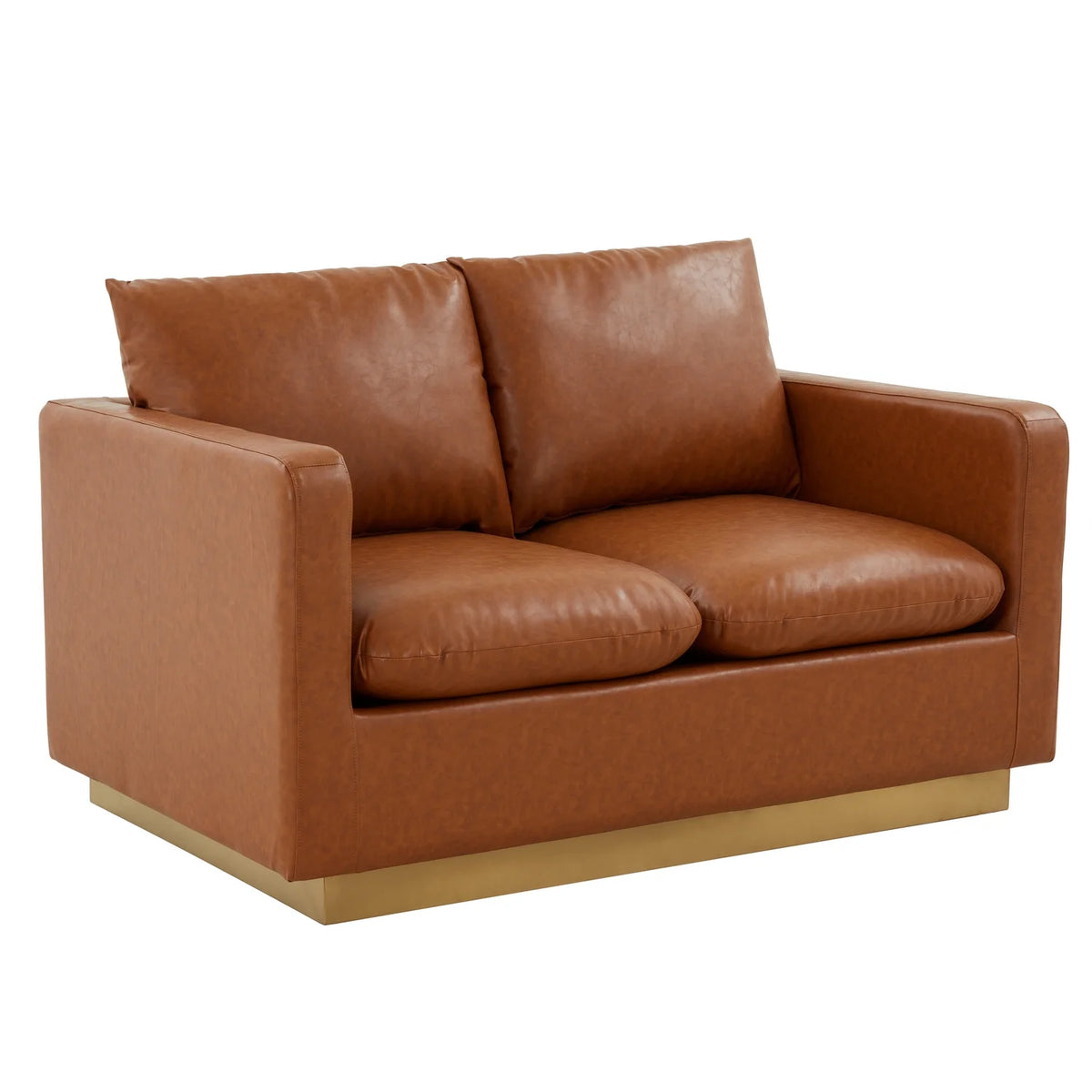 Modern Mid-Century Upholstered Leather Loveseat I83066
