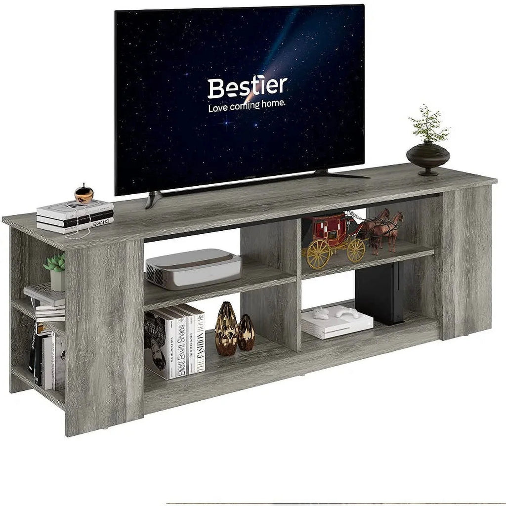 55 inch 3-Tier TV Stand with 8 Adjustable Storage Units Grey Y20857