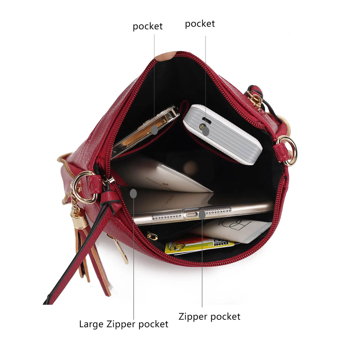 Faux Leather Expandable Crossbody Bag Q690