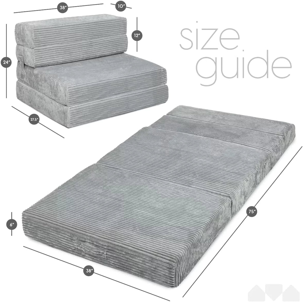Tri Folding Memory Foam Sofa Mattress with Washable Cover, Twin Size E424