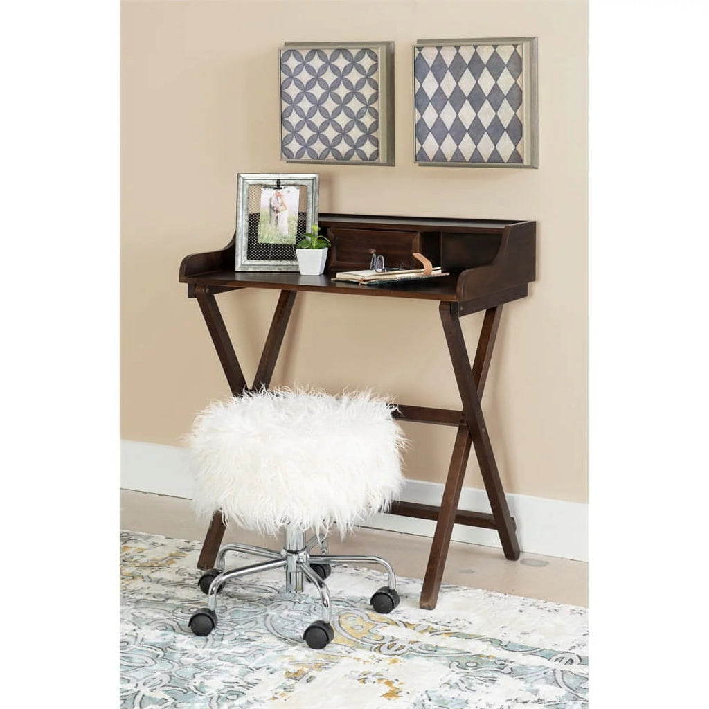 Wood Folding Desk in Antique Walnut Brown D7271