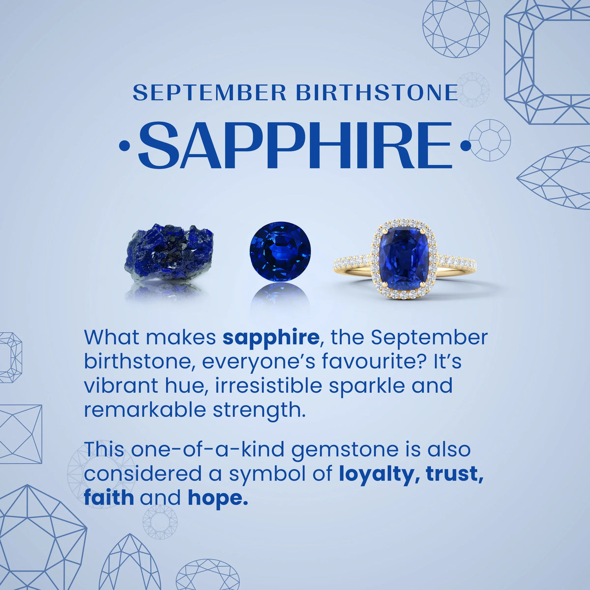 Natural Blue Sapphire & Diamond Classic Ring in 14K White Gold, Size 12.5 G6922