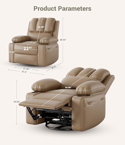 Oversized Grey Recliner Chair with Heat and Massage C16154