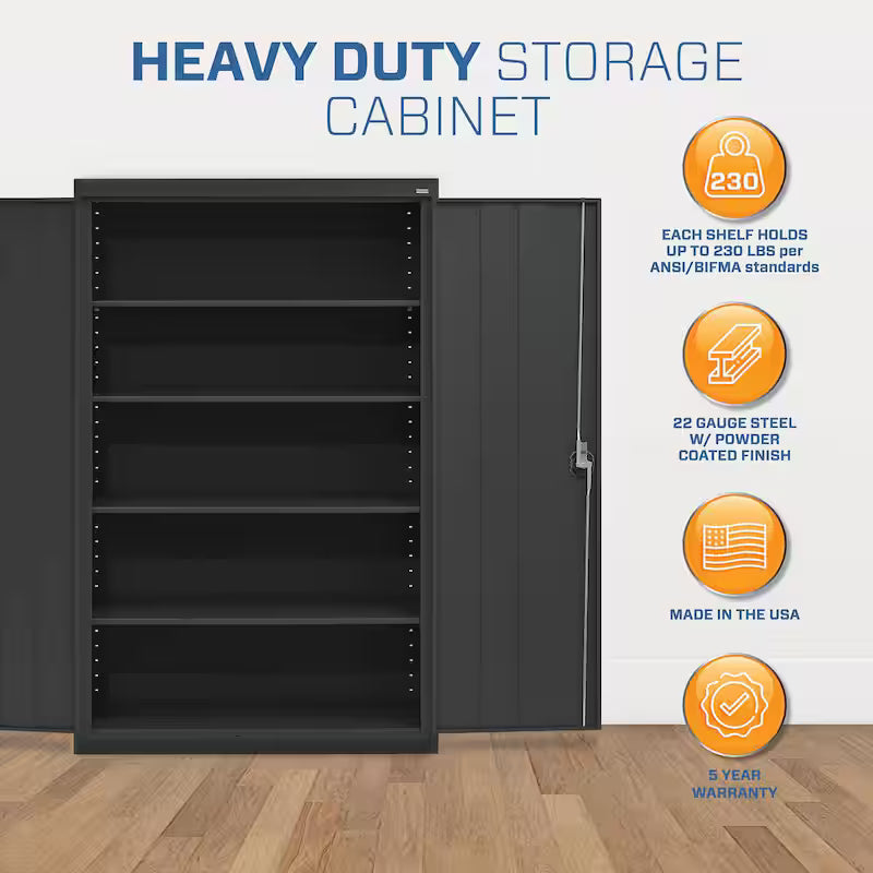Steel Freestanding Garage Cabinet in Black Q99963