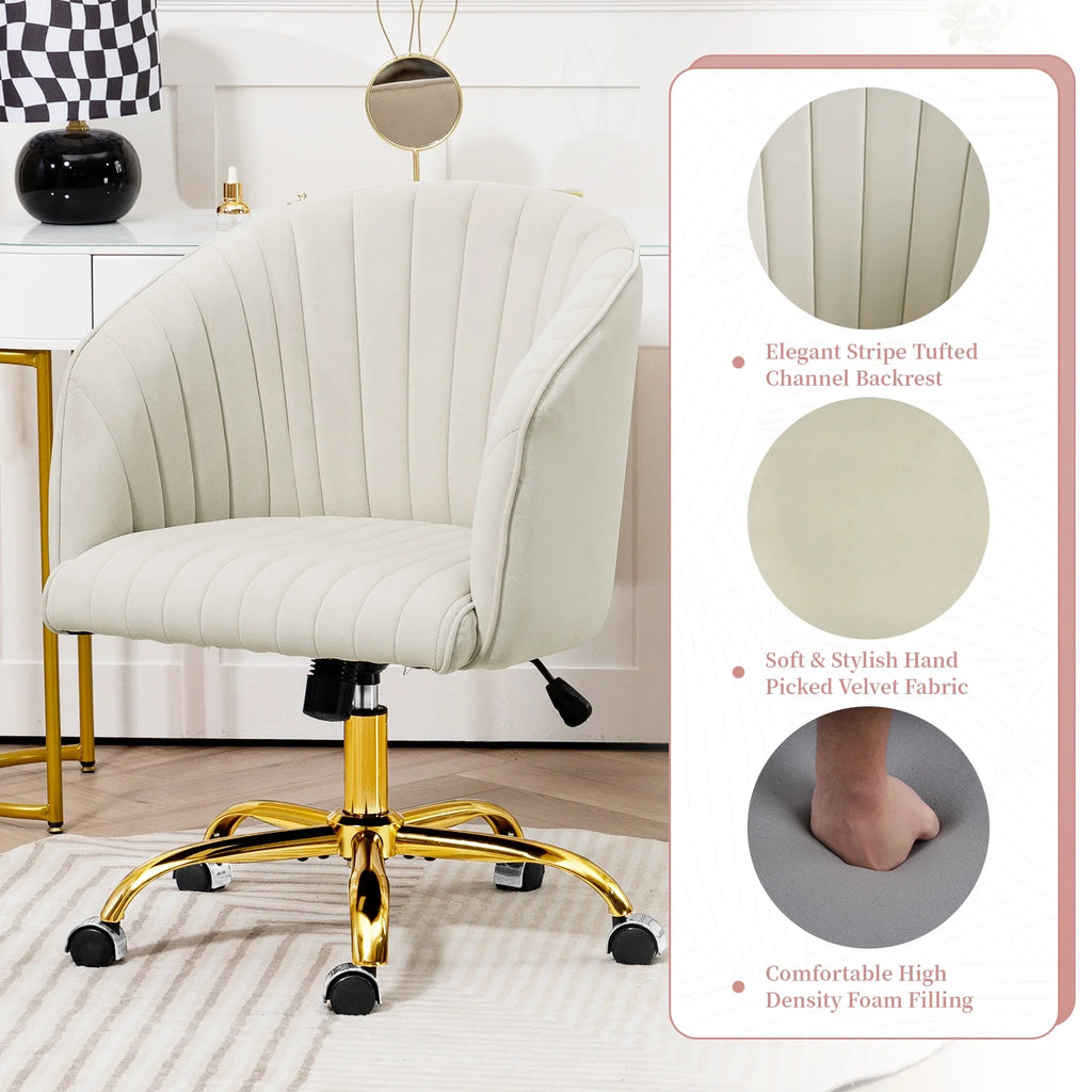 Velvet Swivel Office Chair with Wheels L487