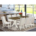 9 Piece Linen White Dining Room Set I9643
