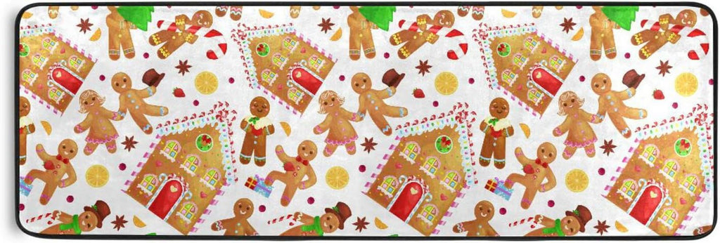 2X6 Feet Christmas Gingerbread Man Runner Rug with Rubber Backing D33443