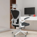 White Ergonomic Desk Chair with Headrest A27152