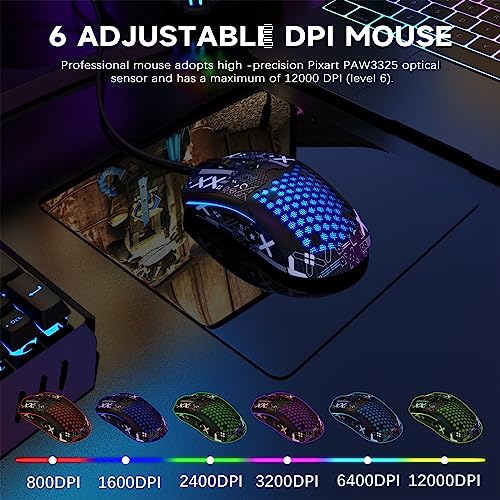 Green 65G Honeycomb Shell Wired Gaming Mouse F93905