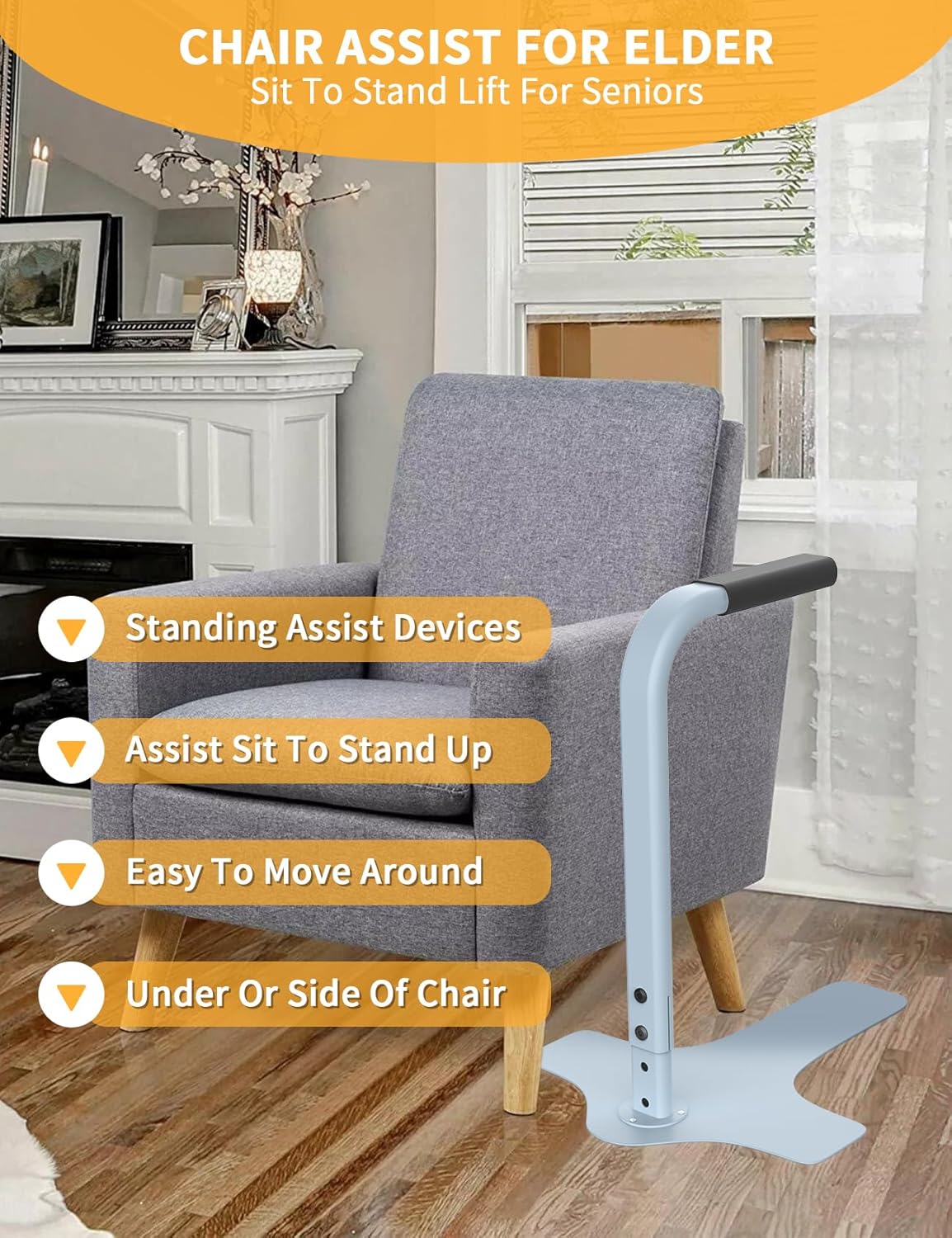 Chair Couch Lift Assist, Four Heights Adjustable, Light Grey, Max 300LBs Capacity U3633