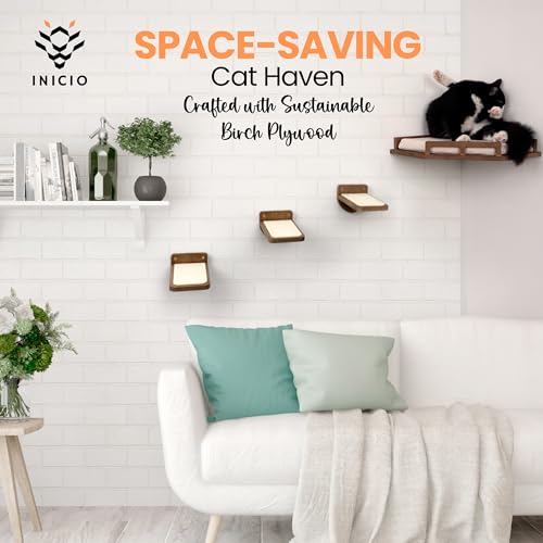 Brown 3 Step Cat Wall Shelves J50603