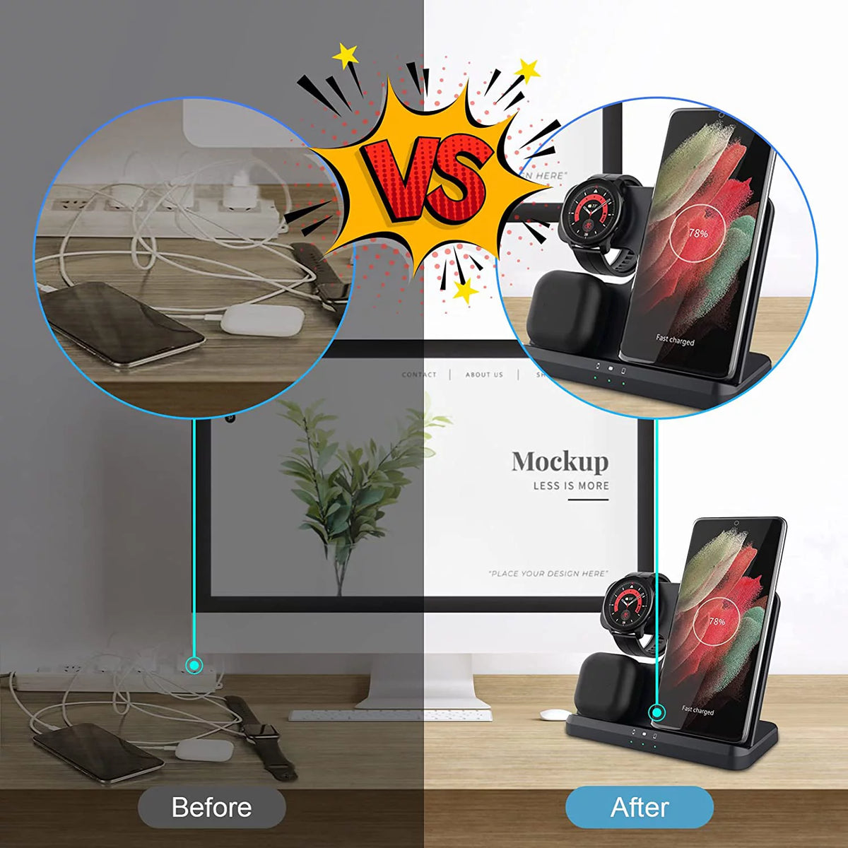 3 in 1 Wireless Charger Black K86673