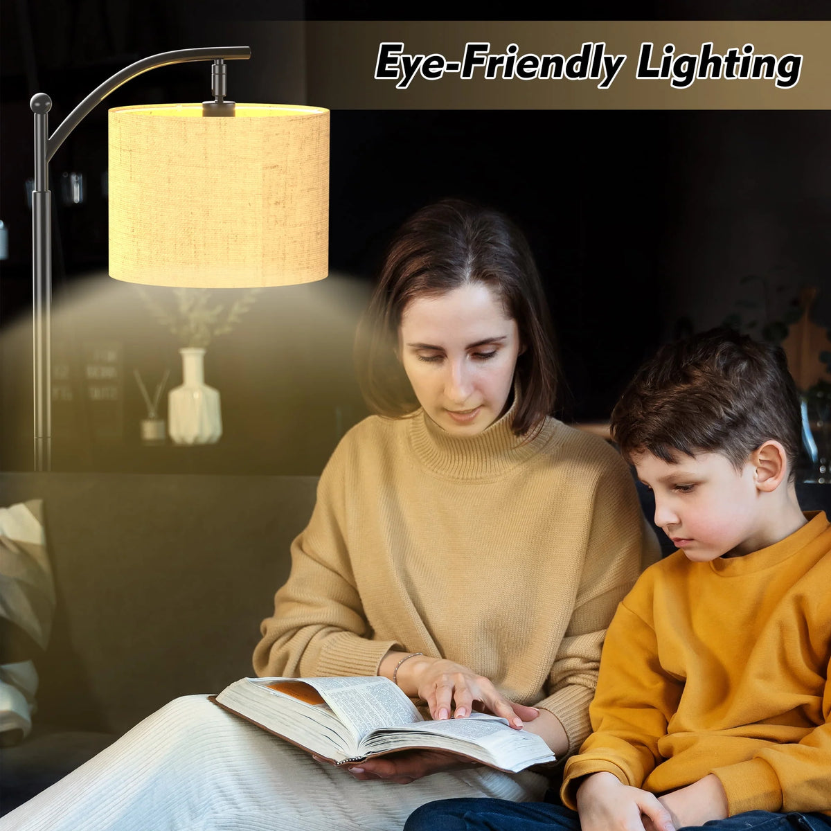 Floor Lamp with 3 Color Temperatures Linen Shade R18173