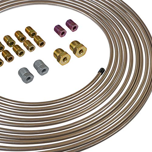 3/16" x 25' Copper-Nickel Brake Line Tubing Coil & Fitting Kit N22563