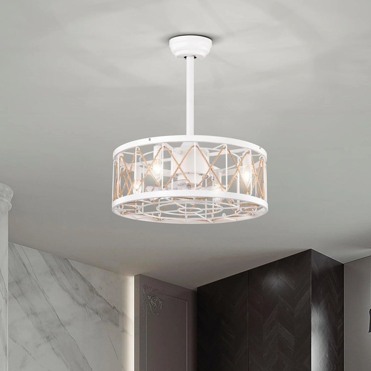 White Ceiling Fan with Lights T51803