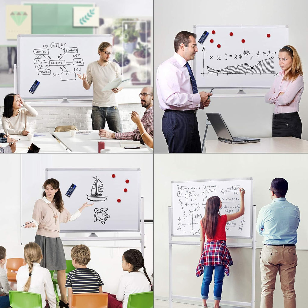 36x24 Double Sided Magnetic Dry Erase Board on Wheels with Stand A756144