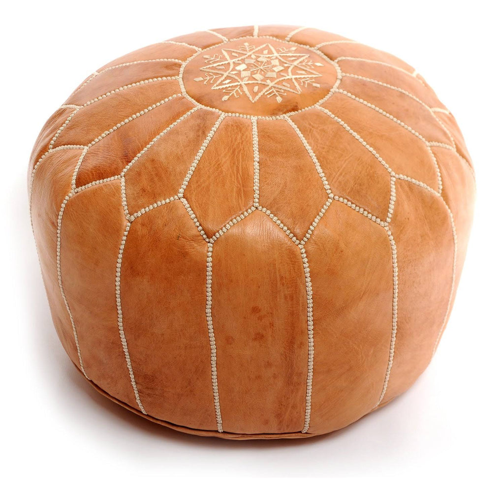 Orange Leather Ottoman E14588