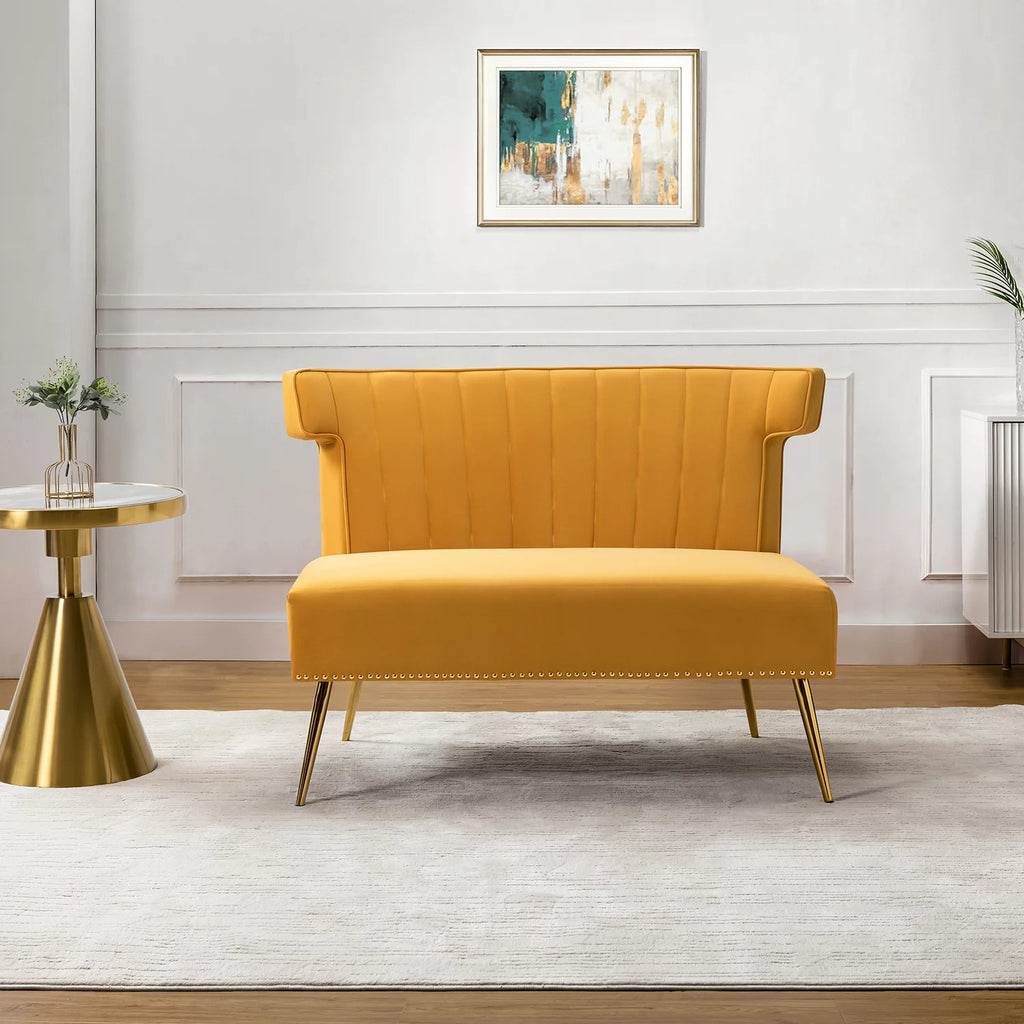Velvet 2 Seat Wingback Loveseat Sofa O406