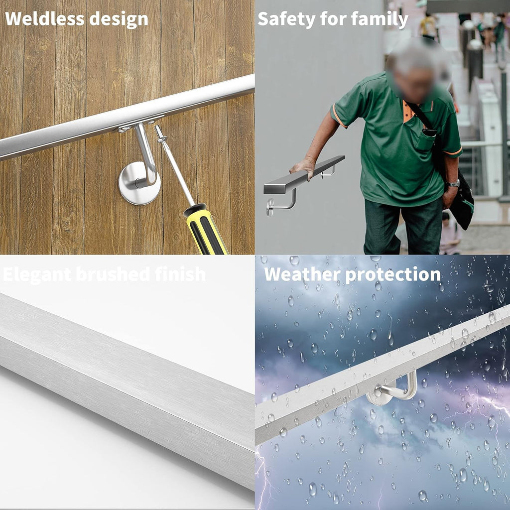 Brushed Stainless Steel Wall Mounted Stair Handrail H418257