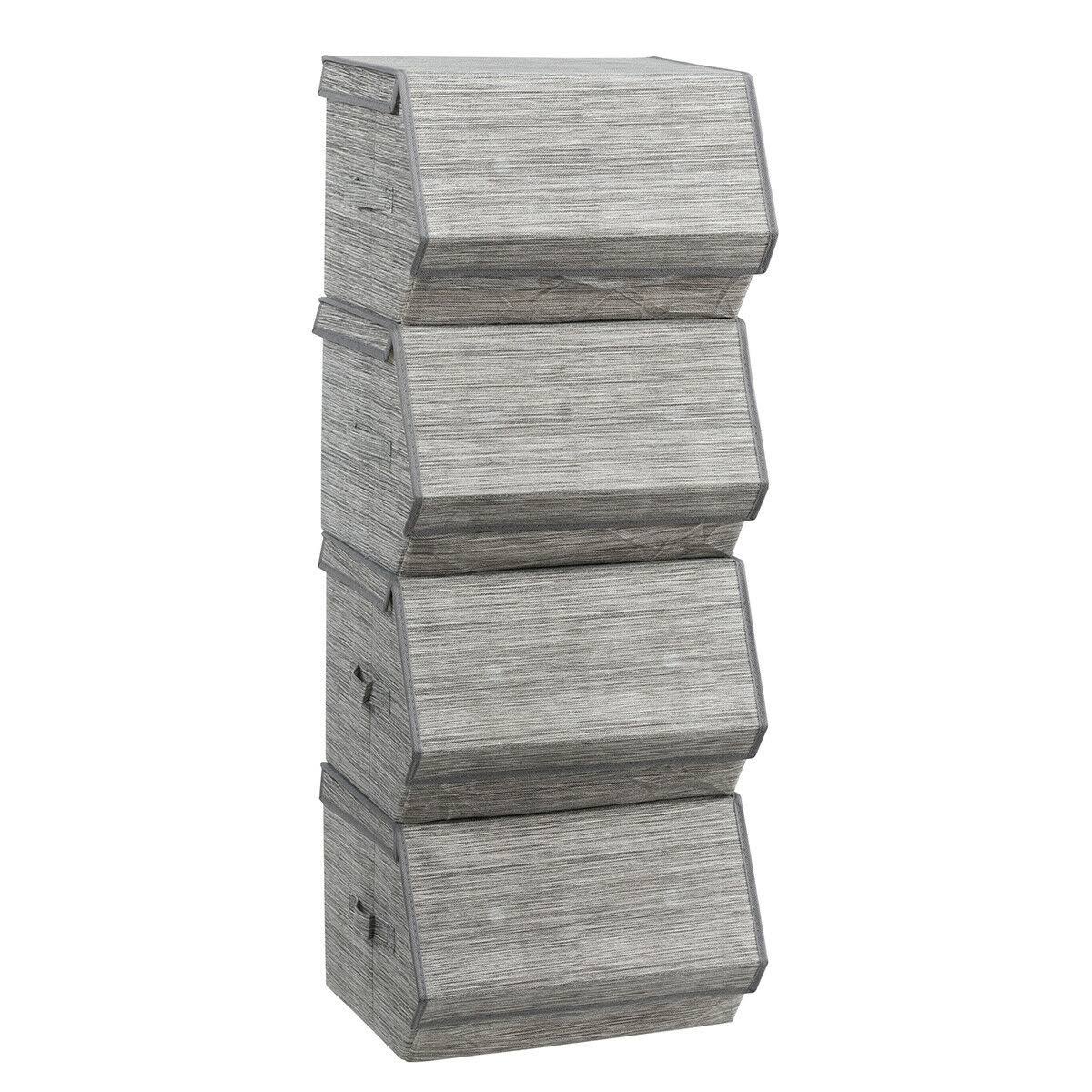 Set of 4 Stackable Storage Bins with Lid B23118