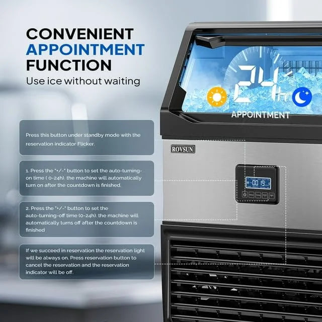 150lbs/24h Stainless Steel Freestanding Ice Maker Machine T16701