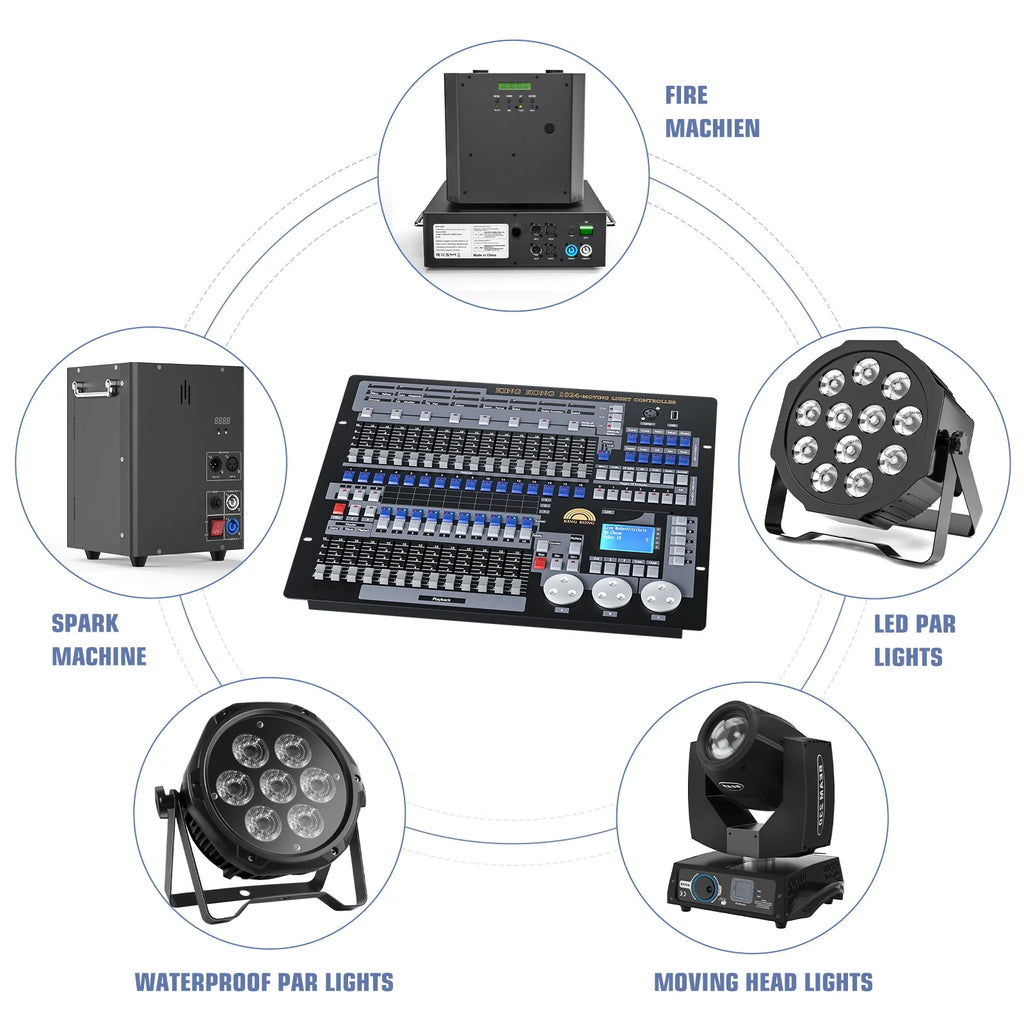 DJ Lighting Controller with Flightcase, Grand Console DMX and MIDI Operator 1024 Channel I610