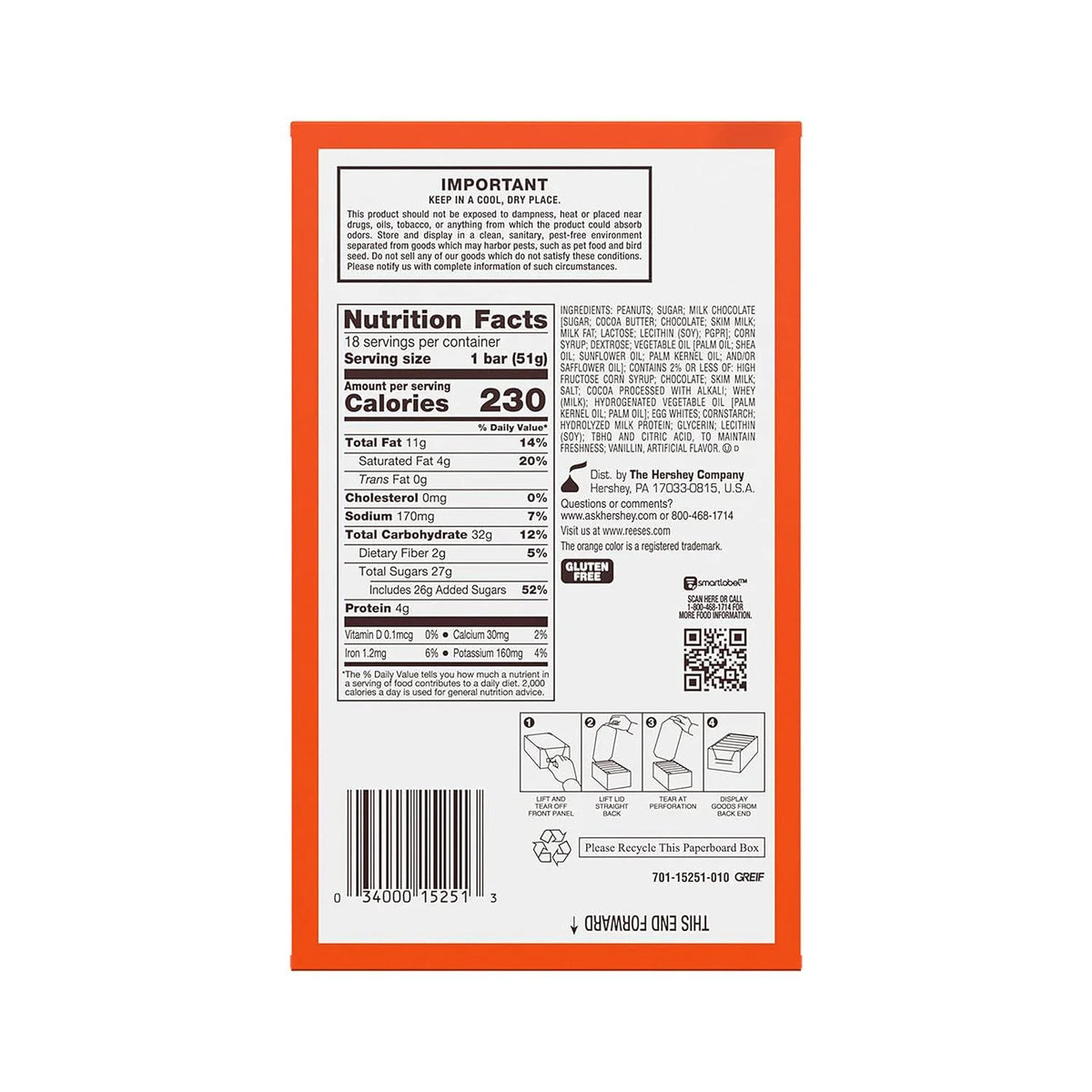 8 Pack 1.8 oz Peanut Butter Nougat Candy Bars C88084