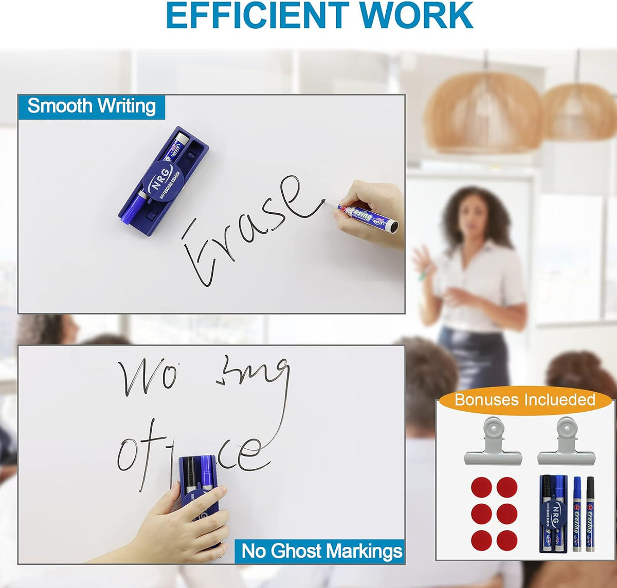 36x24 Double Sided Magnetic Dry Erase Board on Wheels with Stand A756144