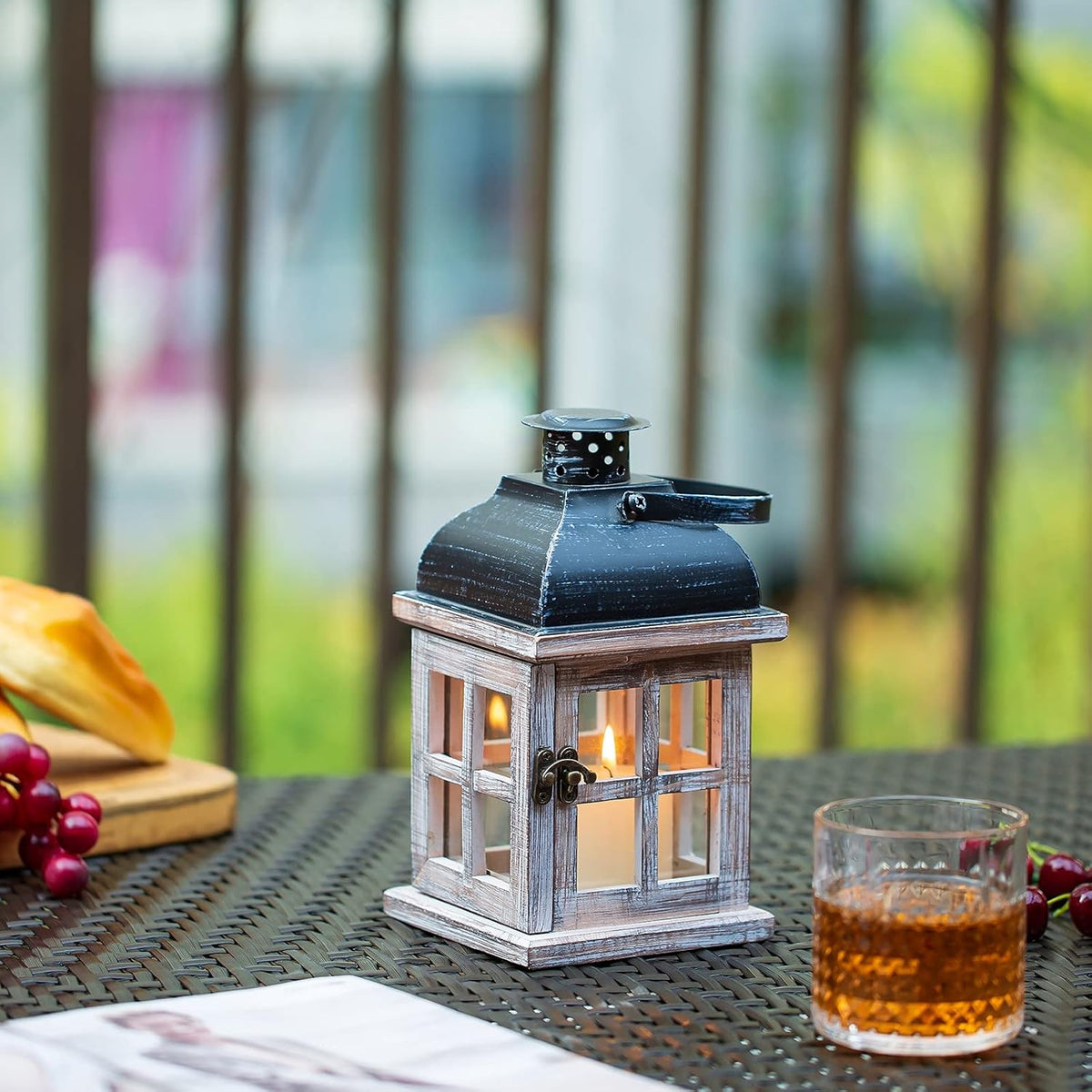 Rustic Wooden Candle Lantern J287008