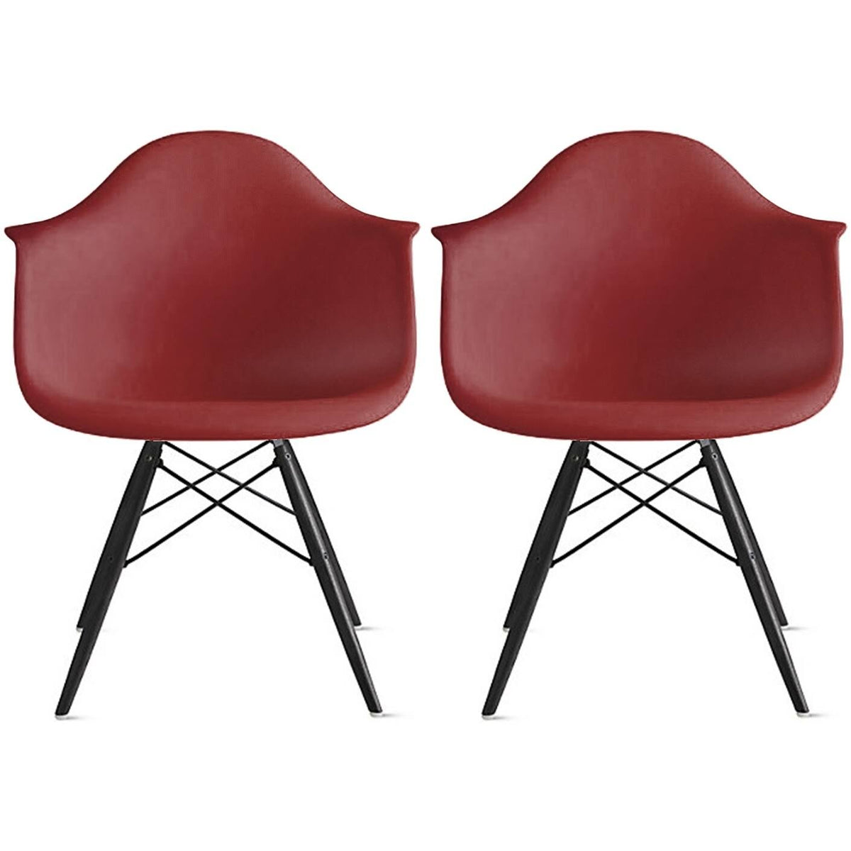 Set of 2 Black Accent Chairs with Wood Legs E193