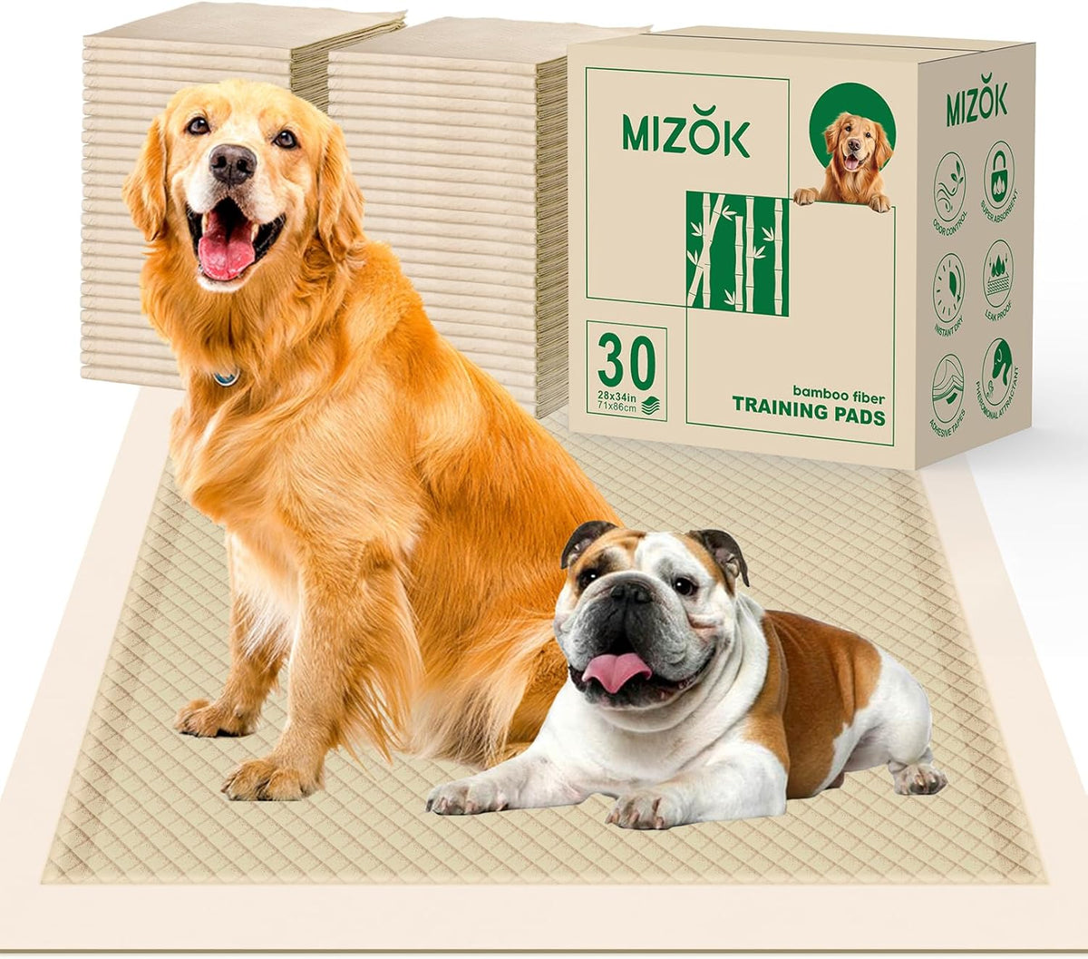 Bamboo Dog Training Pads, 28x34in Extra Large, 30 Counts F97982