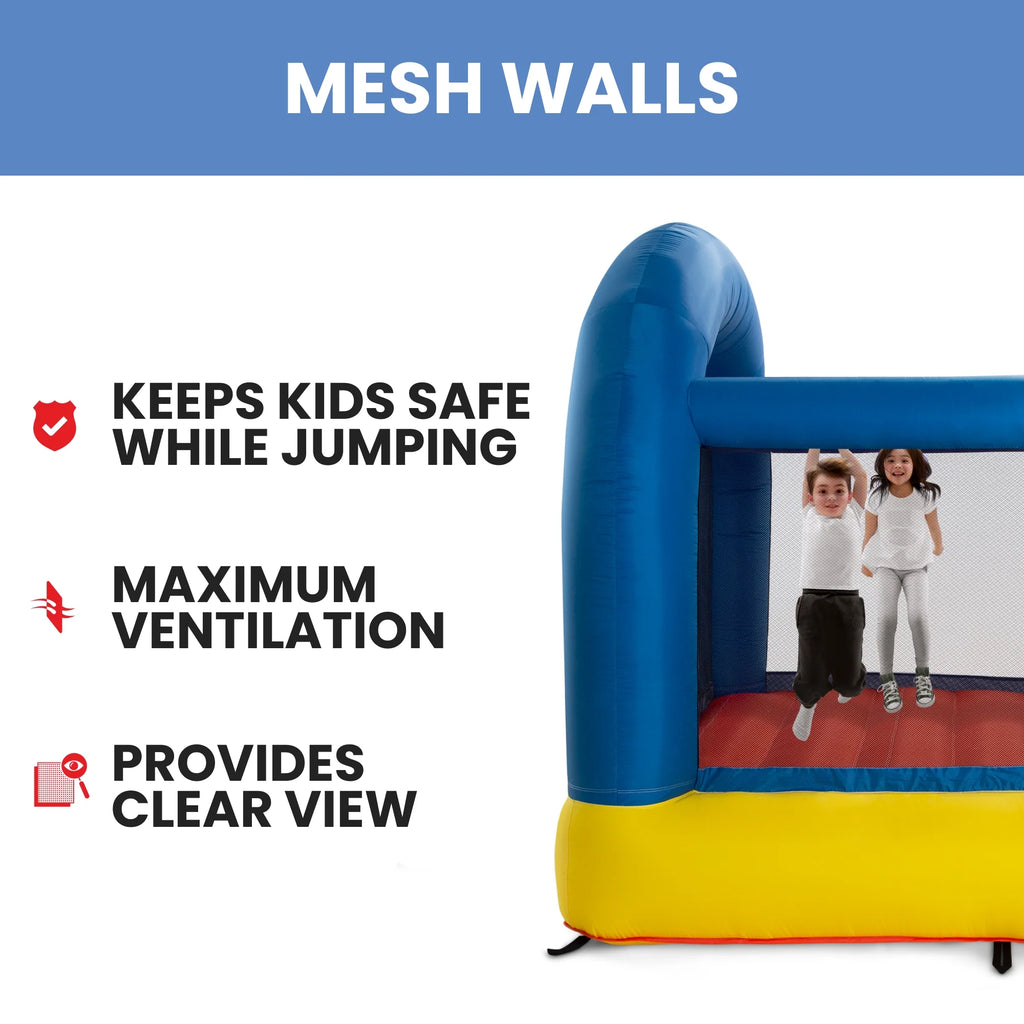 Inflatable Bounce House with Heavy Duty Blower, Ground Stakes, Repair Patches and Storage Bag H54883
