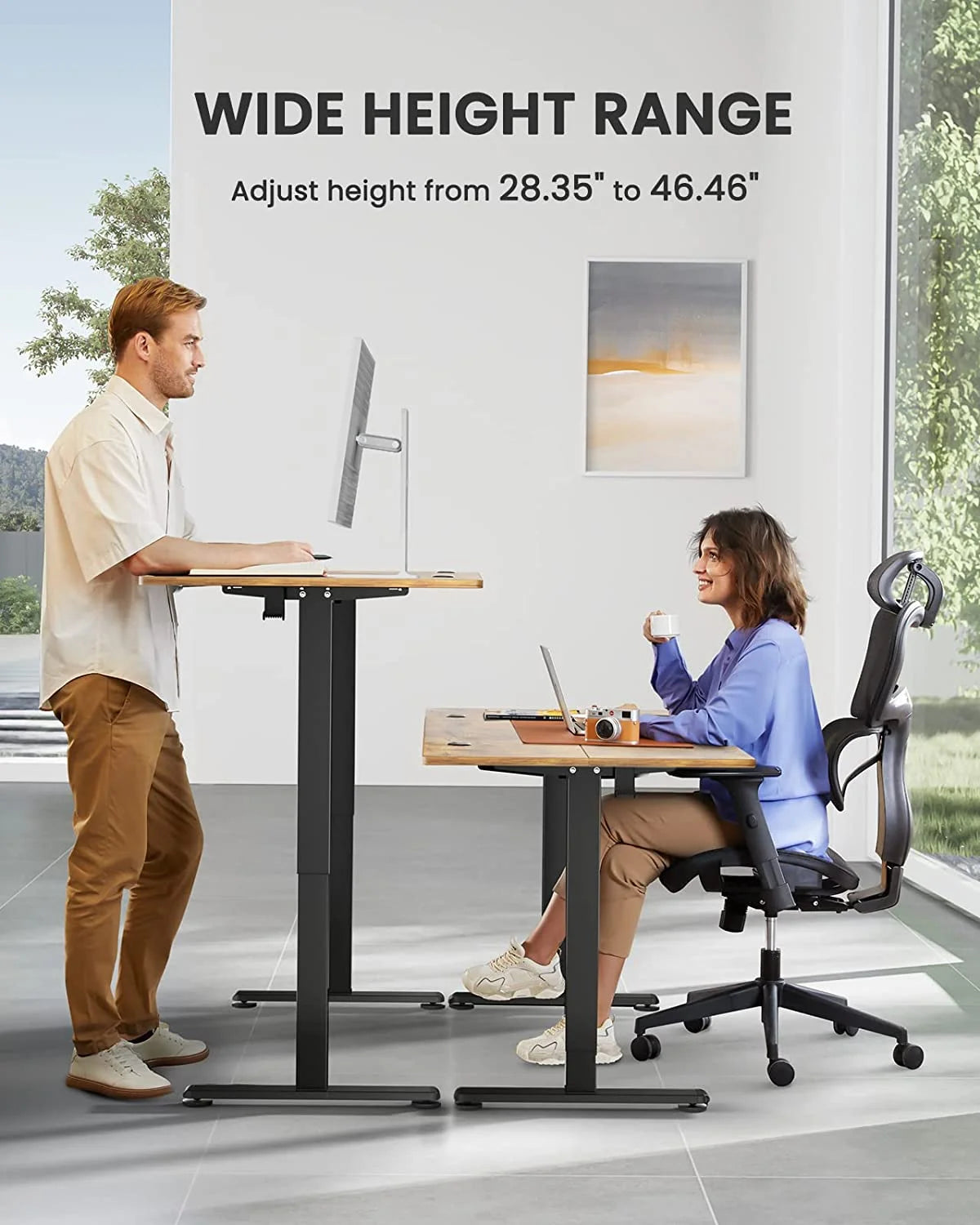 Vintage Brown Electric Standing Desk K473