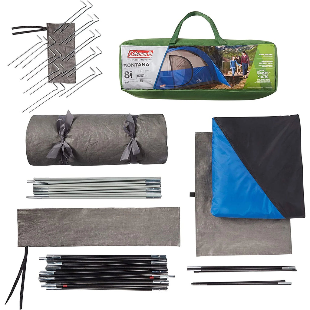 8 Person Cabin Camping Tent with Hinged Door, Blue K4962