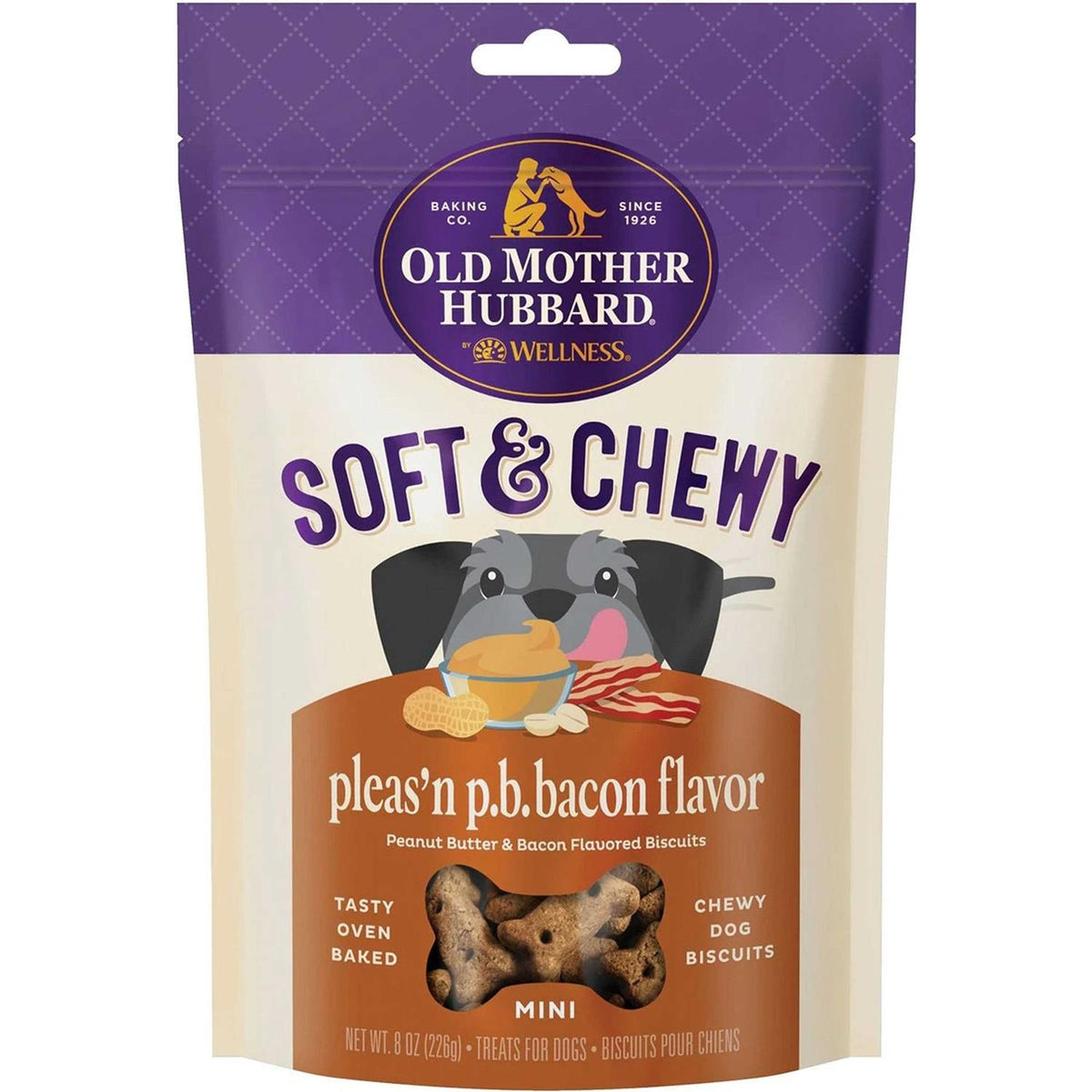 Soft & Tasty Peanut Butter & Bacon Biscuits Baked Dog Treats Mini I834871