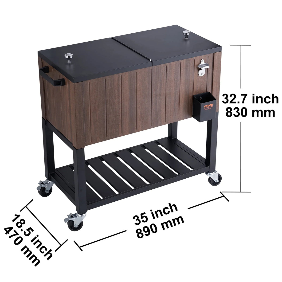 80Qt Rolling Cooler Cart with Bottle Opener S543793