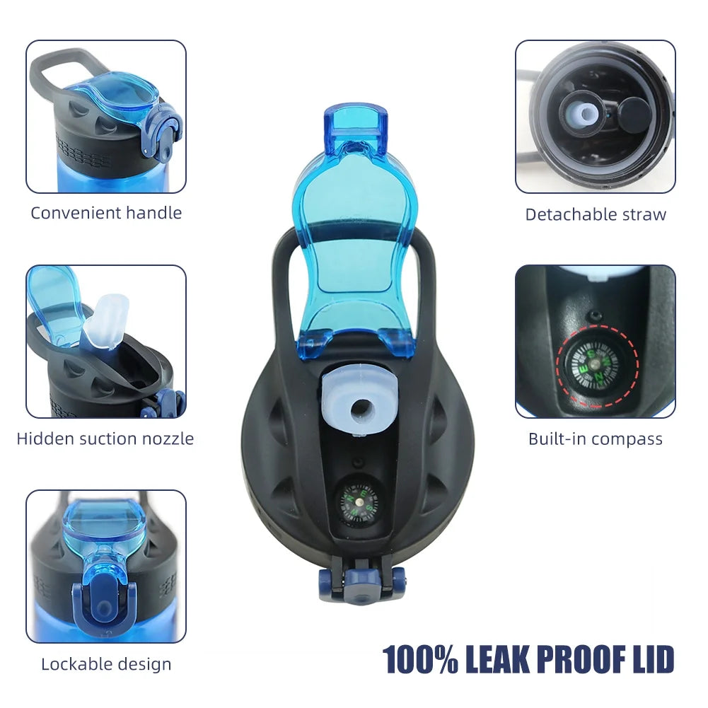 Blue Tritan Travel Bottle with Filter Lockable Lid E591