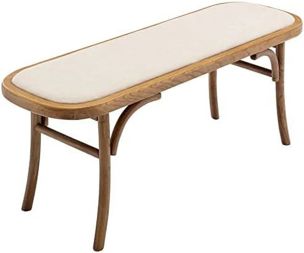 Black Wood Dining Bench with Rattan Seat X602