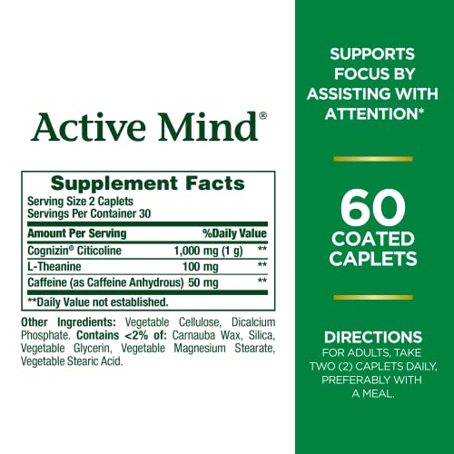 1000 mg Cognizin with L-Theanine and Caffeine Caplets O557203
