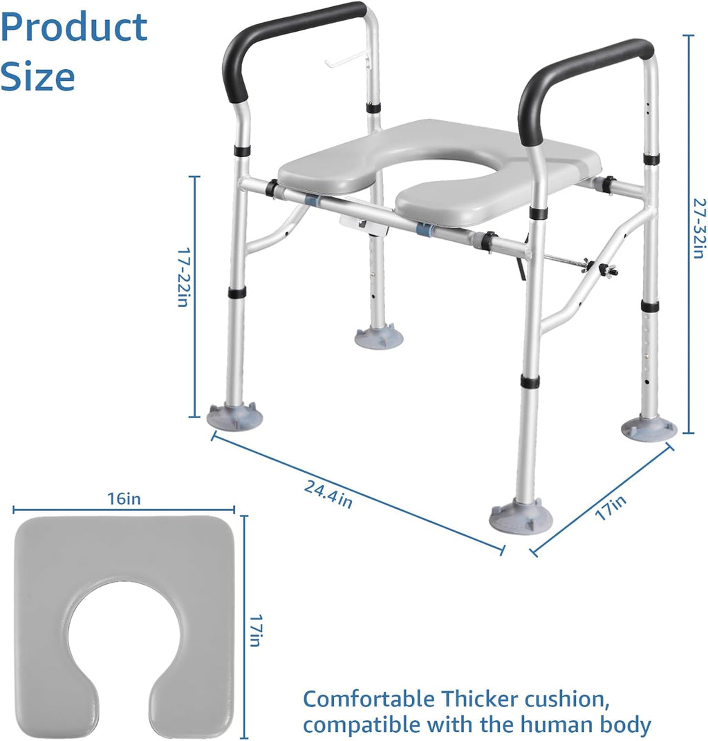 Raised Toilet Seat with Handles, Padded Adjustable Height L969811