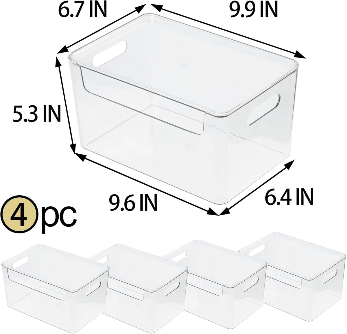 Set of 4 Clear Plastic Storage Bin with Lid W84408
