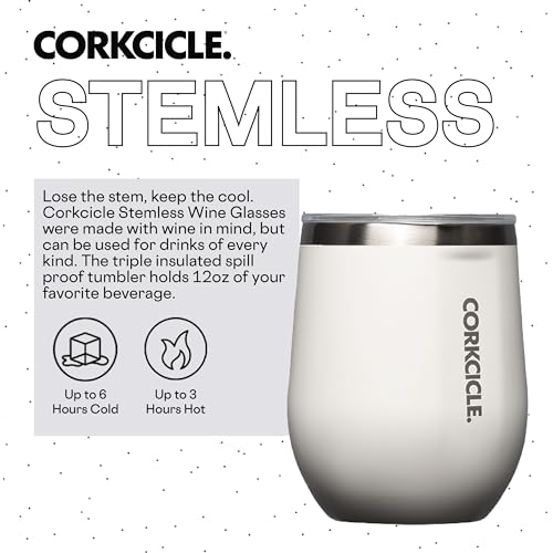 Stemless Insulated Wine Glass Tumbler, Gloss Powder Blue, 12 oz, Stainless Steel U1602