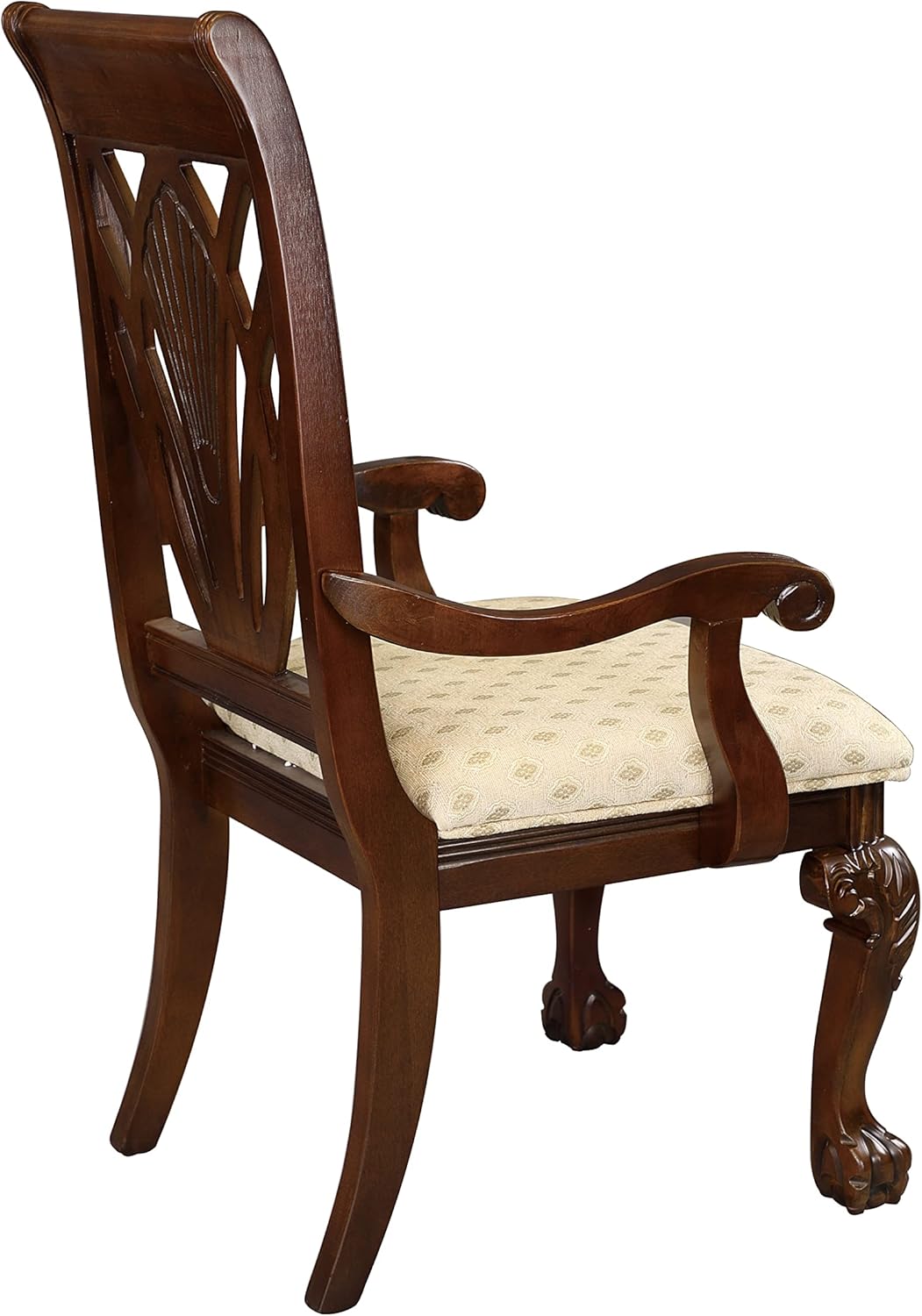 Dark Cherry Fabric Upholstered Dining Armchairs 2pc Set F874