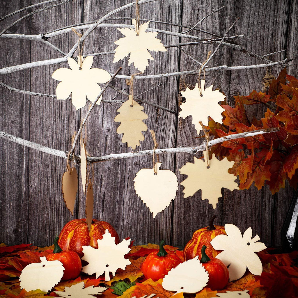60 Pieces Maple Leaf Wood Craft Cutout P842