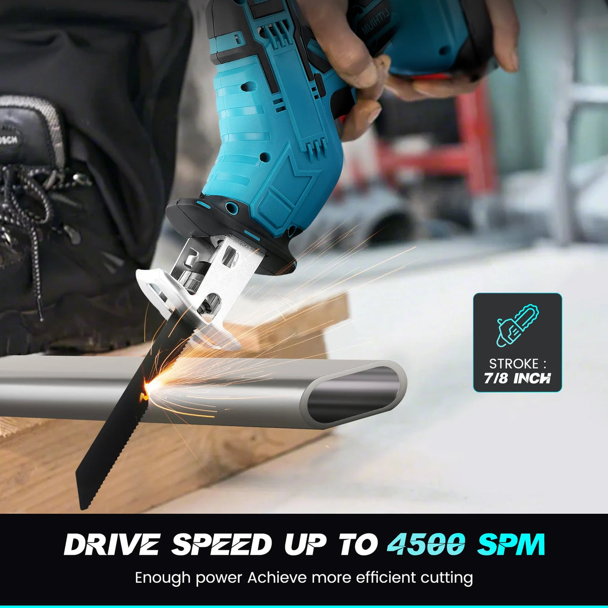 Cordless Reciprocating Saw 21V with 2 Battery 4 Saw Blades E729589
